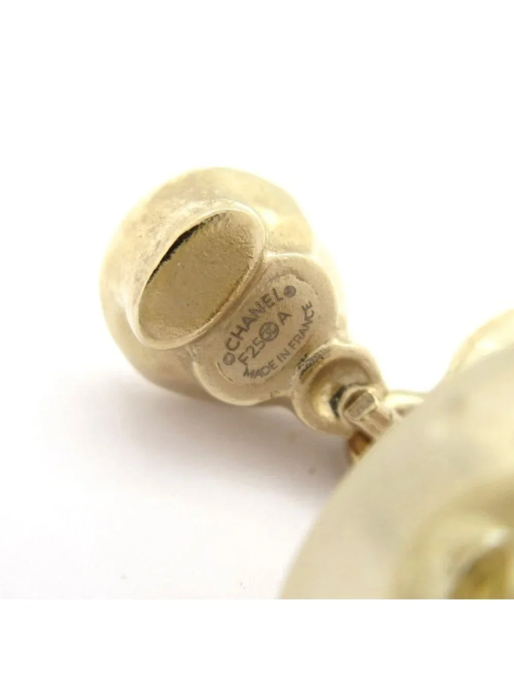 Chanel Earrings CC Logo Clear Gold
